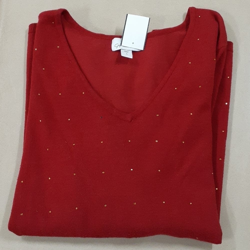 Jaclyn Smith Rhinestone Sparkle Vee Sz XL